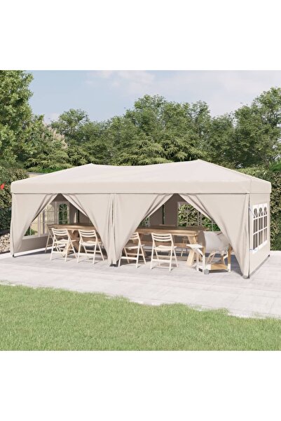 Concept Cort pliabil pentru petrecere, pereți laterali, crem, 3x6 m