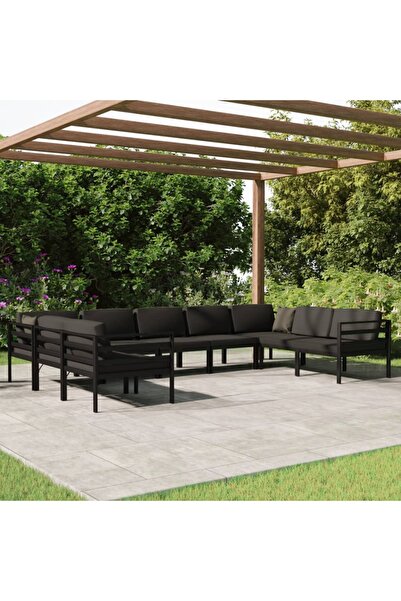Concept Set mobilier de grădină cu perne, 9 piese, antracit, aluminiu