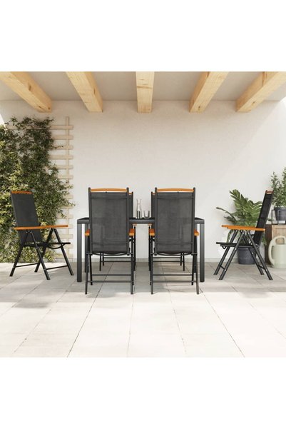 Concept Set mobilier pentru grădină, 7 piese, negru, aluminiu