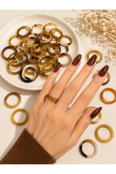 The Magıc of Healıng Agate Natural Stone Ring Brown Agate Thin Size Ring – 3m...