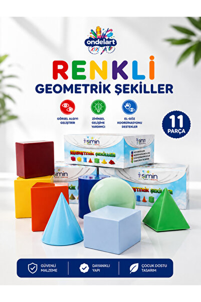 andelart 11 Parça Geometrik Şekiller Eğitici Geometrik Şekiller İlkokul ve Ok...