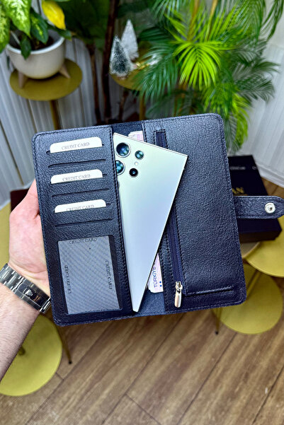 CüzCan Creen Black Gerçek Hakiki Deri Telefon Cüzdanı Unisex (ERKEK-KADIN) Se...
