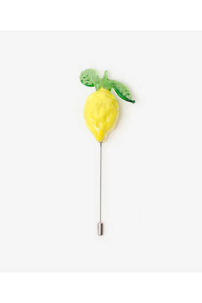 Yargıcı El Yapımı Limon Figürlü Cam Broş