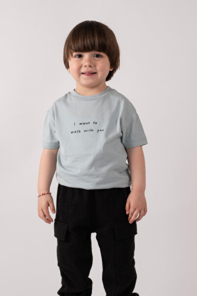 Vauva Baskılı T-Shirt Kız Erkek Bisiklet Yaka Kısa Kol Tişört