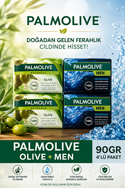 Palmolive POLMOLİVE NATURALS OLİVE + MEN REFRESHİNG EL VE VÜÇUT SABUNU 90GR (...
