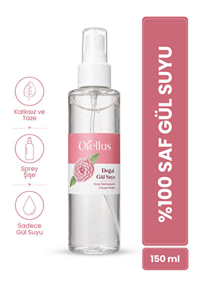 Orellus Gül Suyu %100 Saf ve Yağı Alınmamış Ferahlatıcı Sprey Şişe Tonik 150 ml