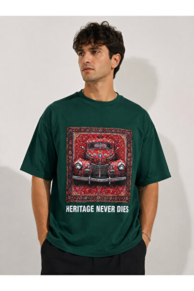 VQ Heritage Premium Oversize Yeşil Erkek Tişört