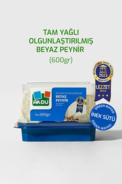 Akdu Tam Yağlı Beyaz Peynir 600 gr - %100 İnek Sütünden, Olgunlaştırılmış, Şi...