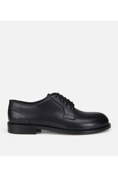 Hotiç Men's Leather Black Soft Textured Classic Shoes