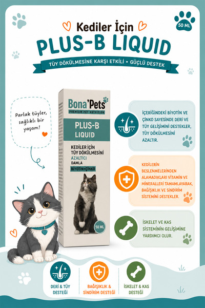 bona pets Bona’Pets Kediler İçin Tüy Dökülmesini Azaltıcı Damla 100 Mg