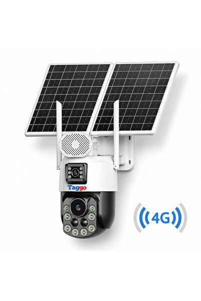 Taggo Cameră de supraveghere cu panou solar dublu, 4K, Zoom 99X, Conectivitat...