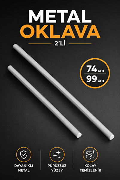 Badem10 2'li Masterchef Alüminyum Paslanmaz (99-74 CM) Metal Oklava Seti Hamu...