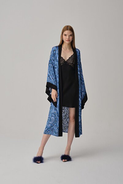 Pierre Cardin Vegan İpek Saten Dörtlü Gelin Çeyiz Takımı - LX.25241 Blue