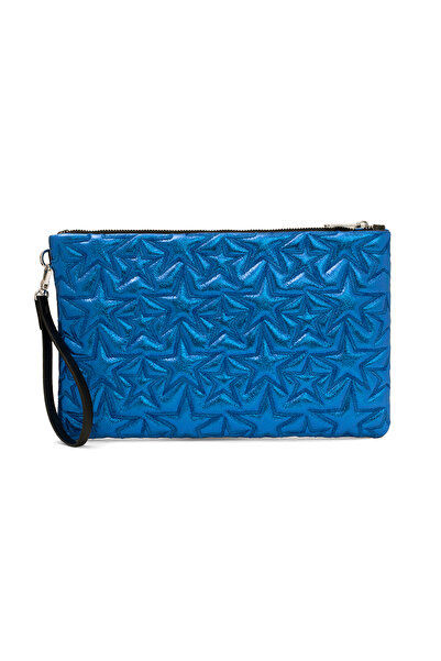 Ecrou Star Patterned Saks Shiny Portfolio & Clutch Bag with Removable Wrist S...