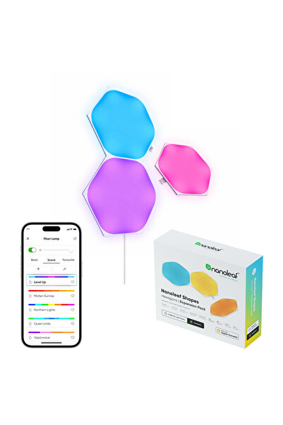 Nanoleaf Altıgen Akıllı RGBW Duvar Paneli Genişletme Paketi App Kontrollü, 3 ...