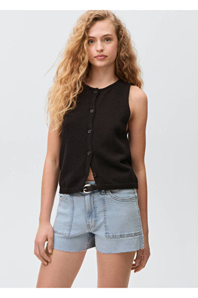 Mango Teen Paçaları dikişsiz denim şort