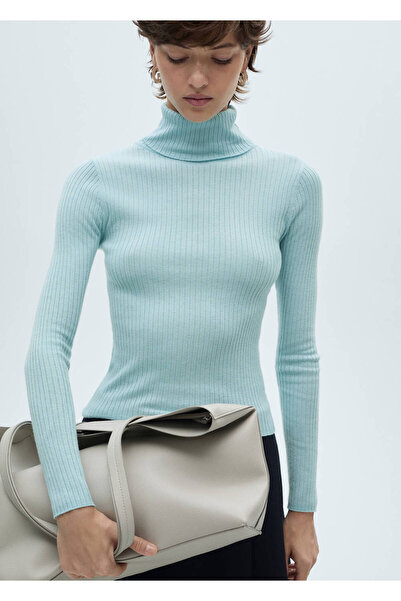 MANGO Woman Turtleneck Sweater with Wool Blend