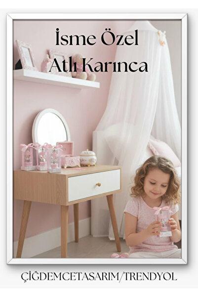 çiğdemcetasarım 15 Adet İsme ÖZEL kurdeleli kutulu atlı karınca