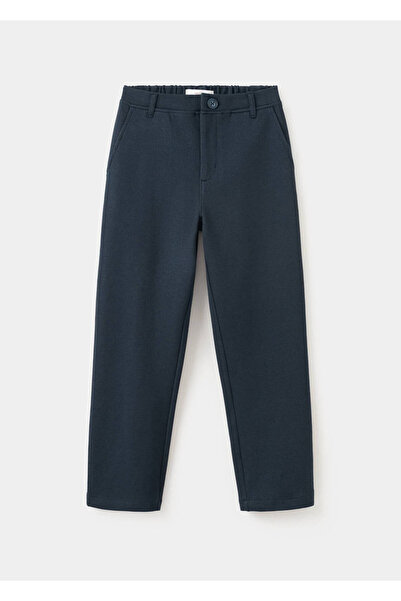 MANGO Kids Düz kesim pamuklu pantolon
