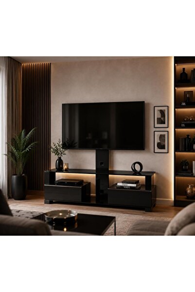 Sonorous Mood Serisi Md 8135 133 cm Siyah Askılı Gizli Tekerlekli Tv Sehpası ...