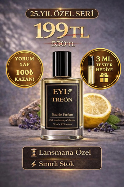 EYL COSMETIC TREON %25 Esans EDP 50 ml Erkek Parfüm Kalıcı Fresh Tatlı Odunsu...