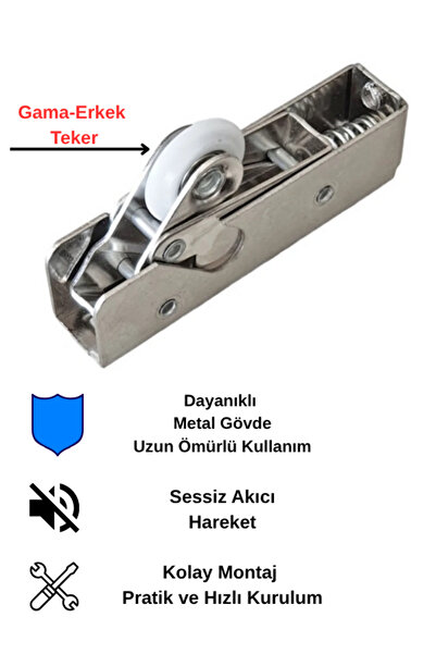 Lucido 2 Adet Erkek-Gama Sürgü Kapak Tekeri Taşıyıcı Makara Tekerleği 2 Ad Fi...