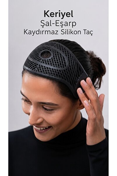 Keriyel KAYMAZ TAÇ Tesettür Uyumlu Kaydırmaz Taç Ince Ve Kalın Saçlar Için Uy...