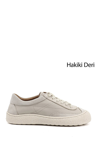 GÖNDERİ(R) Tenis de damă, bej, cu șireturi, din piele naturală