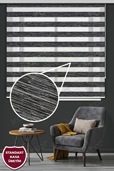 Kozastor Koyu Gri Bambu Zebra Stor Güneşlik Perde