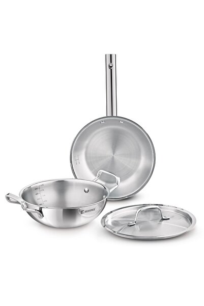 Bergner Tripro 3-Pc Triply Stainless Steel Cookware Set - Induction & Gas Com...