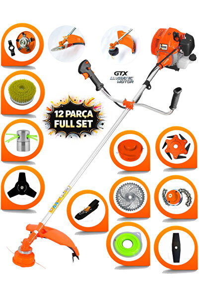 Wacker Pro Germany WS-491 FULL Set 8 İn 1 Yan Tipi Benzinli Motorlu Ot Çalı T...
