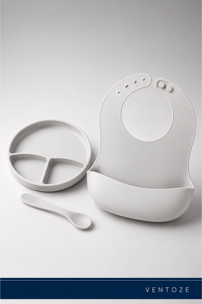 Ventoze Non-Slip Silicone Baby Feeding Set with Vacuum Base |   3-Piece Blw S...
