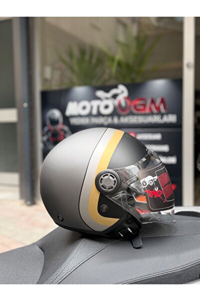 Free-M FR-612 Mat Gri Half-Moon Yarım Camlı Kask
