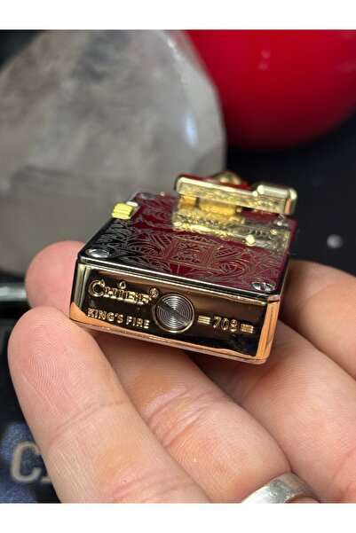 NikaŞ 708 model Kurmalı Mekanik Çakmak - Çin Ejderhası Kabartmalı Gold/Gümüş
