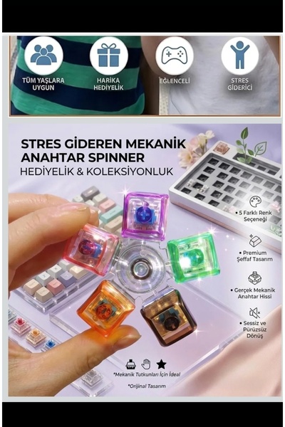 NEBİL HOME 5 Renk LED Işıklı Stres Çarkı KLAVYE Anahtarlık – Dönen RGB Işıklı...