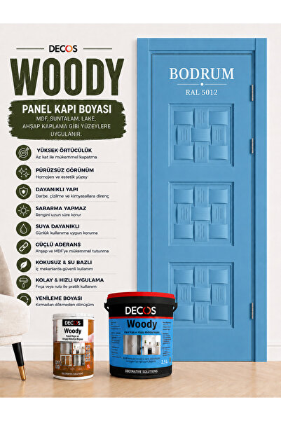 DECOS WOODY - Panel Kapı ve Panel Ahşap Boyası Su Bazlı Kokusuz 8 farklı renk...