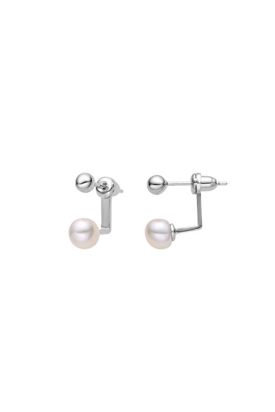 Lisa&Co. Cercei Argint Pearl Anchor S Argint placat cu rodiu / Perle de apa d...