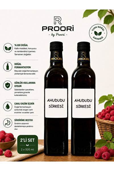 Proori Yıllanmış Ahududu Sirkesi Doğal Fermente Canlı Sirke 500 ml 2'li Paket