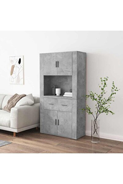 Concept Dulap înalt, gri beton, lemn compozit