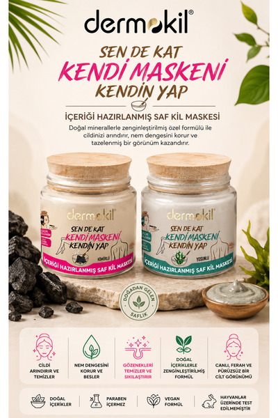 Dermokil Sende Kat Make Your Own Mask Seaweed and Charcoal Clay Mask 2X220 ml