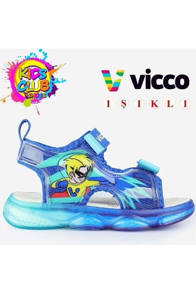 Vicco Steel Işıklı Sandalet Ortopedik Çocuk Sandalet MAVİ