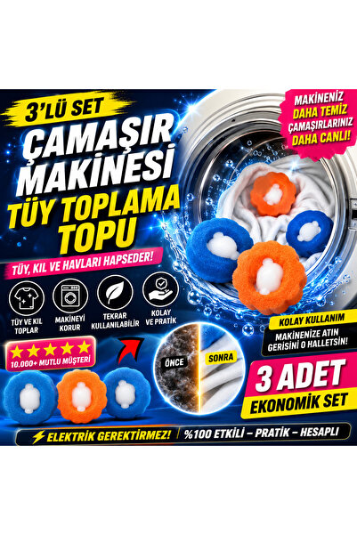 Şahin 3’lü Çamaşır Makinesi Tüy Toplama Topu – Yeniden Kullanılabilir Tüy ve ...