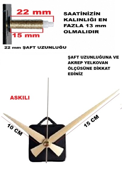CNR SHOP Duvar Saati Mekanizması, 22 MM ŞAFT, Saat Mekanizma, Sessiz Çalışır ...