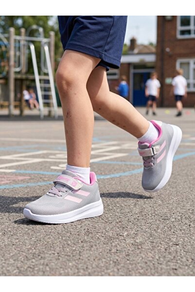 VELLINA Unisex Gray Pink Lace-Up Single Velcro Baby Kids Sports Shoes Sneaker...