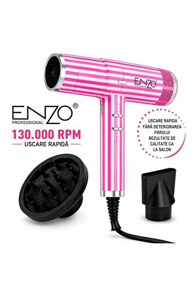 OEM Uscător Profesional ENZO, 130.000 RPM, 1845W, Tehnologie Ionică, 2 Accesorii