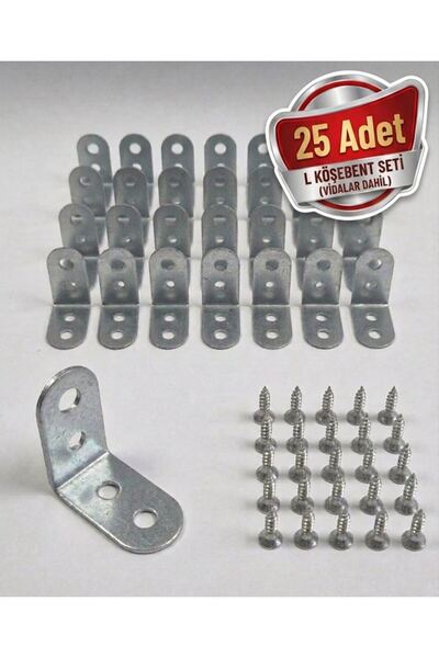 boska 25'li Paket/L Demir Köşebent 16x28x28mm/Köşe Birleştirme, Sabitleme, Mo...