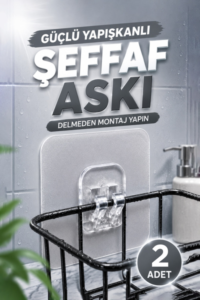 adornazzle 2 Adet Güçlü Yapışkanlı Çerçeve Askısı, Şeffaf Askı, Delmeden Mont...