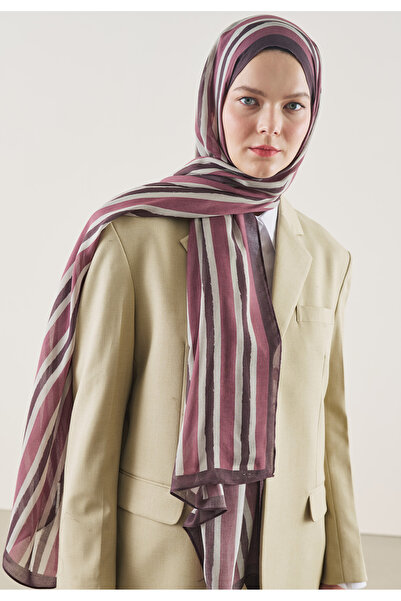 Freshscarfs Σάλι Ράμι με μοτίβο ρίγες σε σχέδιο Dusty Rose Block