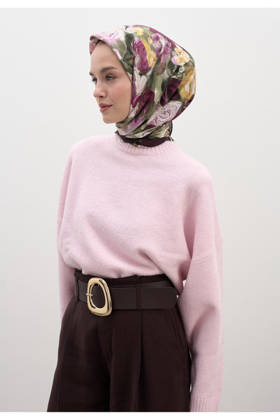 Freshscarfs Eșarfă din bumbac și viscoză cu model Plum Rose Breeze