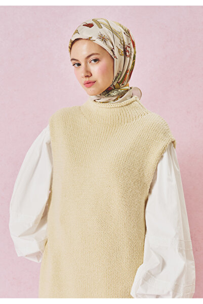 Freshscarfs Eșarfă cremă din viscoză cu model Castel de Basm